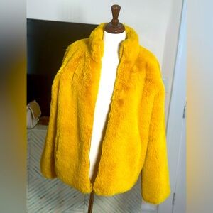 Worn Once Yellow Shaci Faux Fur Coat - Super Soft
